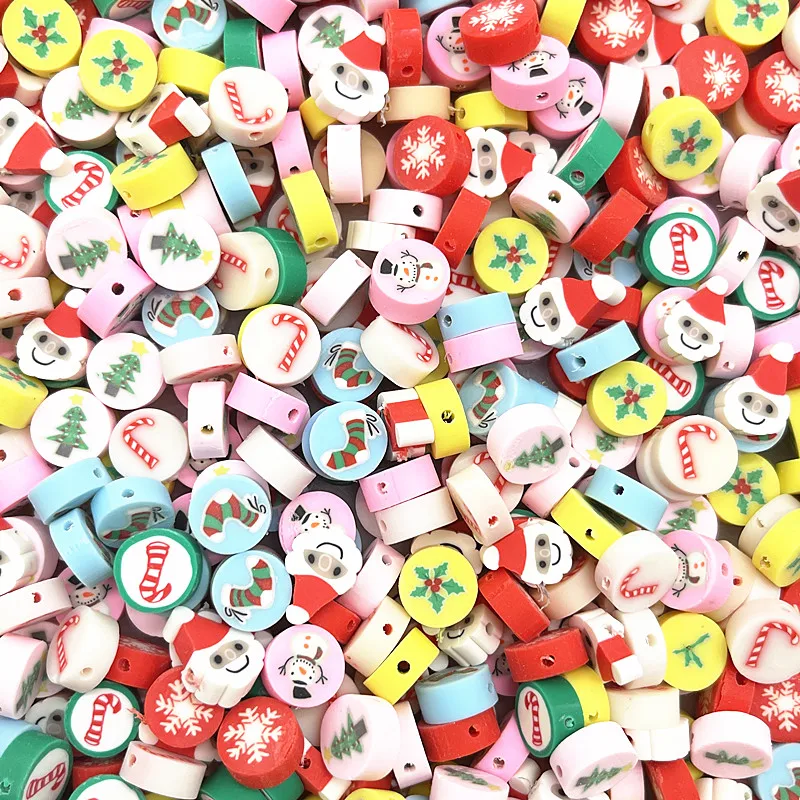 30ks/šarža 10 mm vianočné korálky Polymérne hlinené spacer voľné korálky pre šperky výroby DIY Ručné príslušenstvo