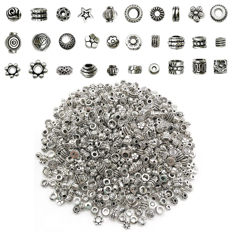 30ks/šarža Tibetan Antique Silver Color Dutiny guľôčkové guľôčky spacer guľôčky pre šperky výroby DIY náramok Nekclace