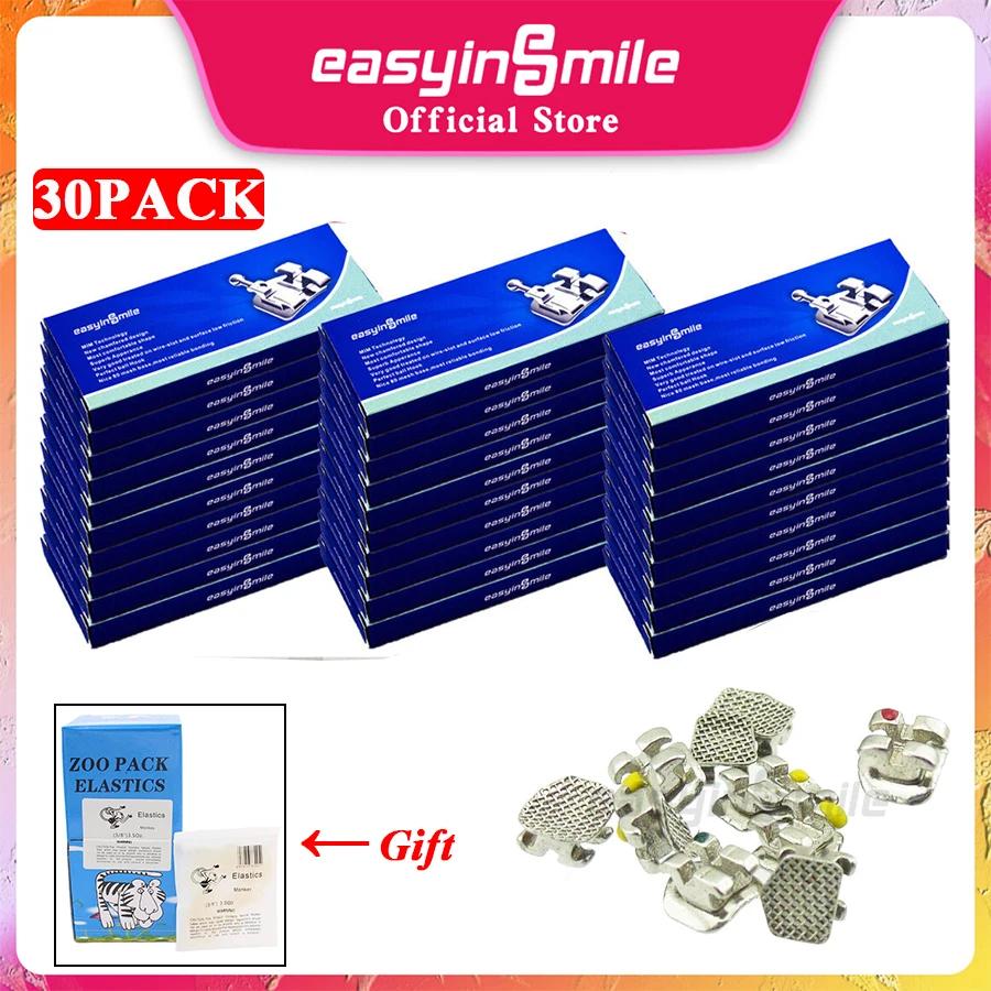 30packs Easyinsmile Dental Materiál pre kovové orhto držiak Mini rovnátka Roth / MBT 345 022 Najnovší typ vysokokvalitného