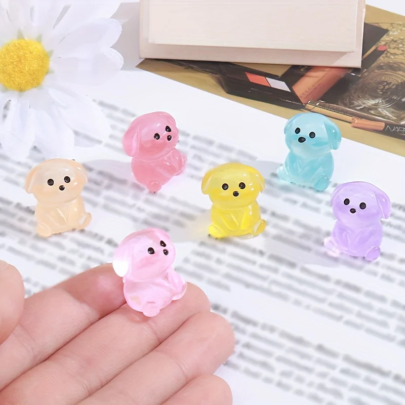30pc Luminous Resin Figuríny šteňa farebné mini karikatúry dekor DIY DIY Micro Krajina