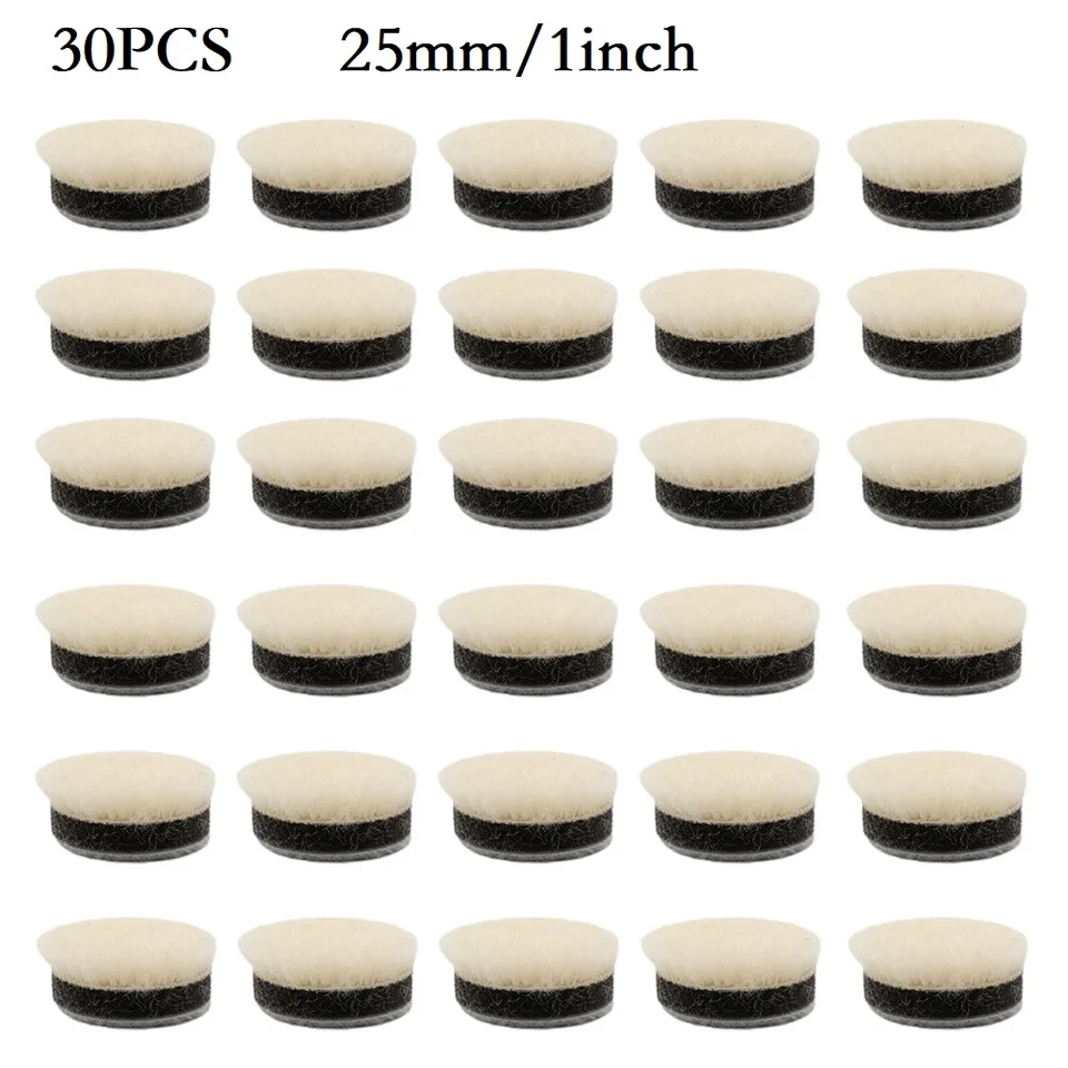 30pcs 1inch 25 mm vlnené leštiace vankúšiky sklenené čistiace prostriedky pre leštičku na leštenie stroja na čistenie stroja Biela sada
