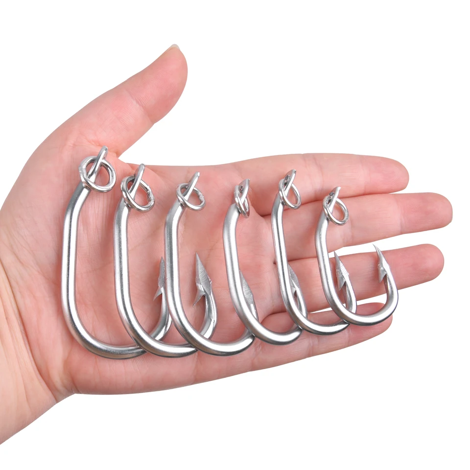 30pcs 60ks tuniaka rybárskych háčikov z nehrdzavejúcej ocele Veľká hra Silná ohnutá slaná voda Jig Fishing Hook s akčným prsteňom