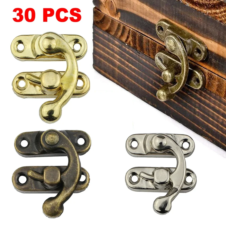 30pcs Antique Bronz Box Hasps Iron Locks Catch západky pre krabičky na hrudi