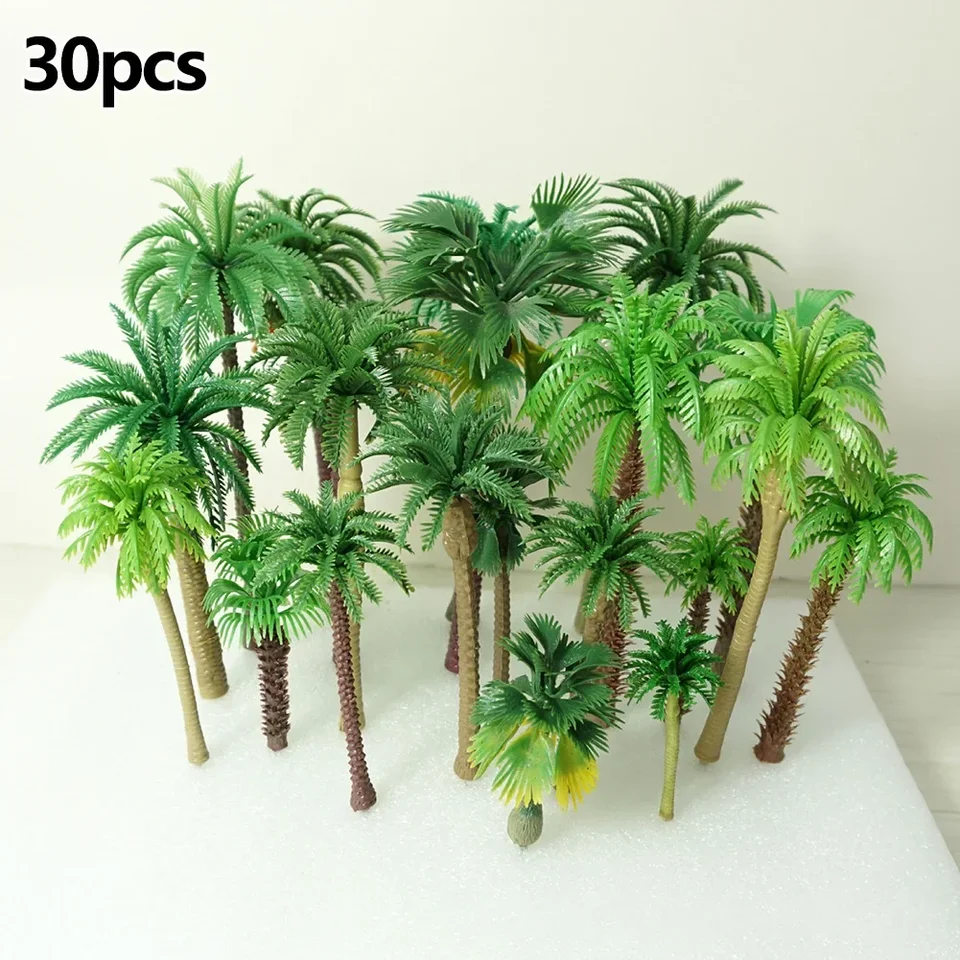 30pcs Coconut Palm Tree Miniatúrne rastlinné hrnce bonsai remeslá mikro krajiny DIY Park Dažďový prales vlak dekorácie Model scenérie