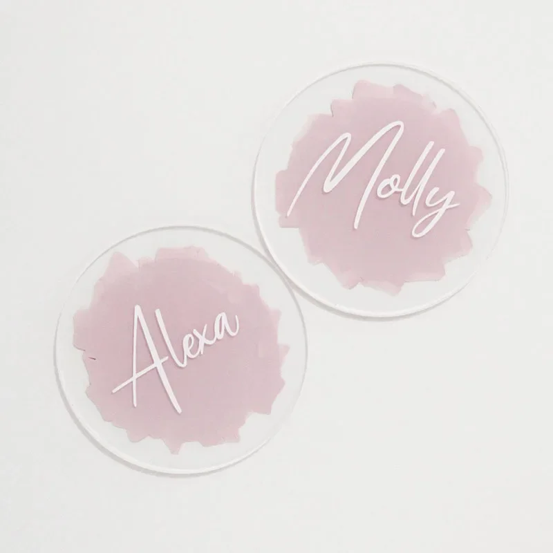 30pcs okrúhle akrylové číry karty Perspex prázdne miesto Place Sign Plain Dlaždice pre svadobné pozvánky pozdravy