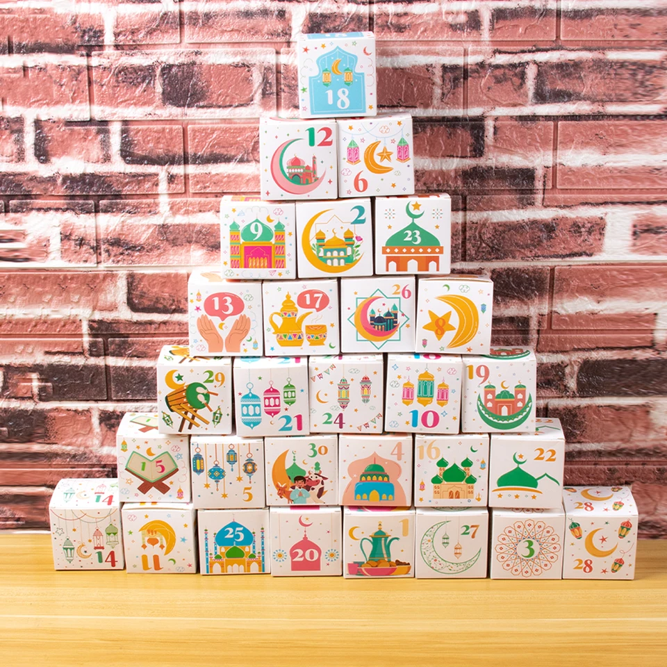 30pcs Ramadan Countdown Darčekový box Ramadan Advent Calendar 30 dní Diy Darčekové boxy Eid Mubarak Decorácie Ramadan Party Supplies