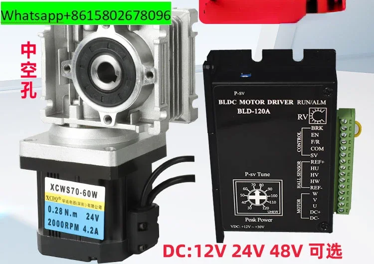 30W-1200W Worm Reduction Gear Redukcia DC DC Motor 12 24 48 V Regulácia rýchlosti pohonu Pozitívne a negatívne motory