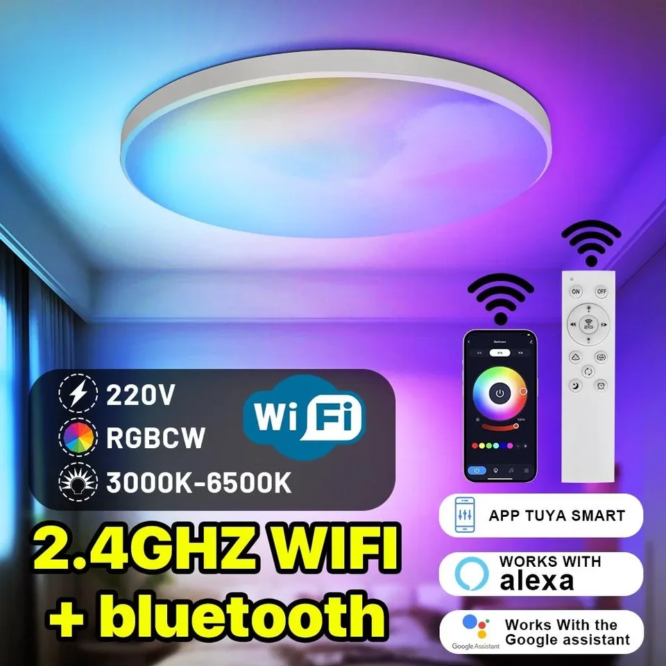 30W WiFi Smart LED stropná lampa Stlmenie RGB Panel Light App Control Light Light Svetlo s Alexa Google Assistant pre spálňu