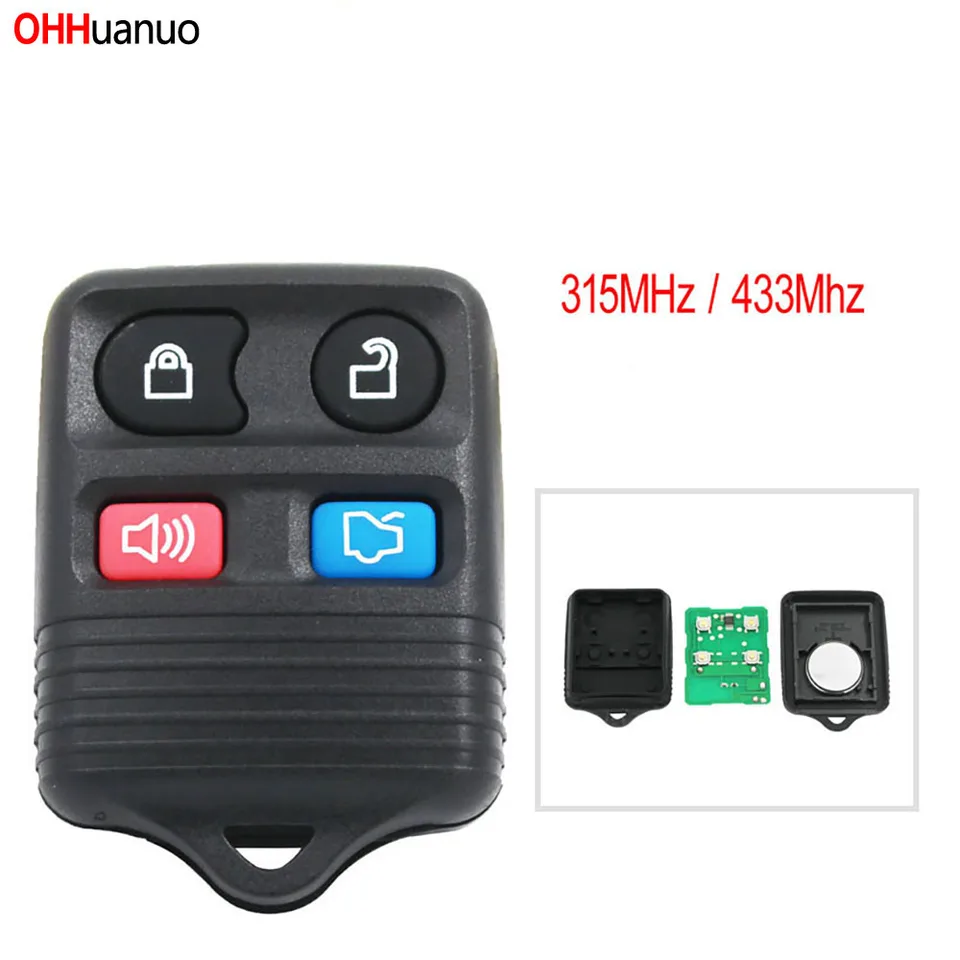 315 MHz / 433MHz 4 Tlačidlá náhradné diaľkové ovládanie pre Ford Focus Full Sump Mustang Thunderbird Lincoln Town