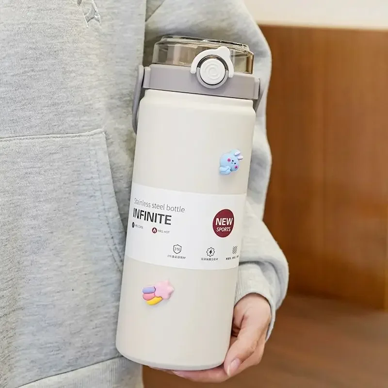 316 z nehrdzavejúcej ocele Thermos Cup Dámska veľká kapacita roztomilý vysokový vzhľad vodorovná slama kanvica mužov Thermos Kettl
