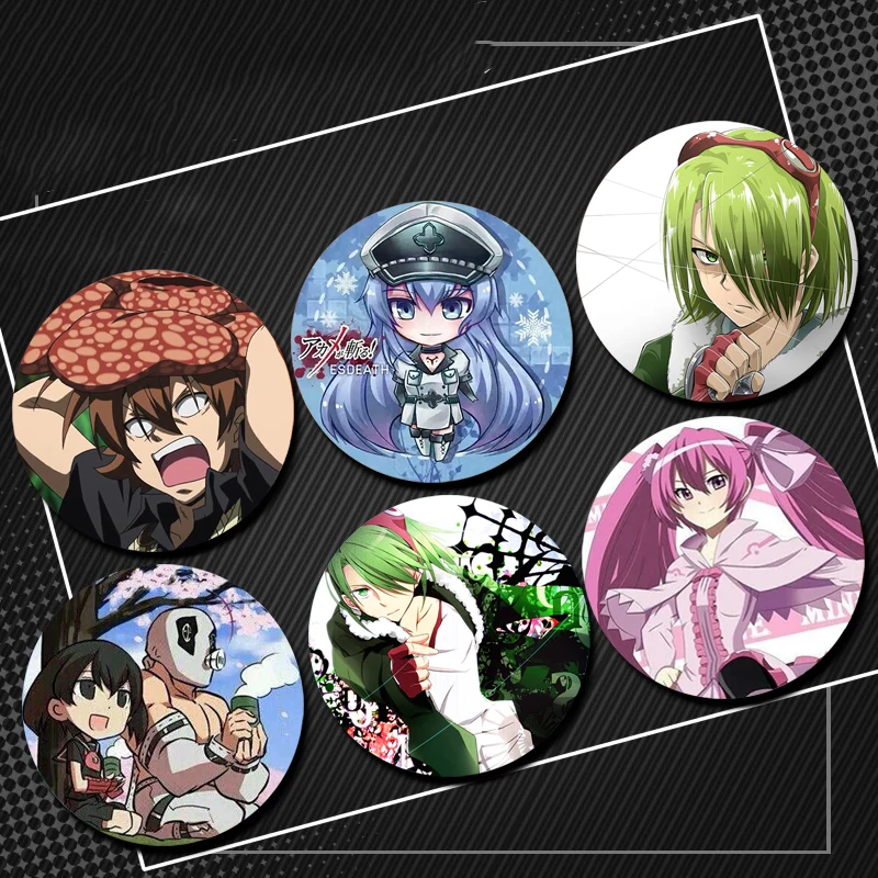 32/44/58 mm anime akame ga zabitie kreslený odznak Funny brošní na batohové oblečenie ručne vyrábané šperky darčekové doplnky