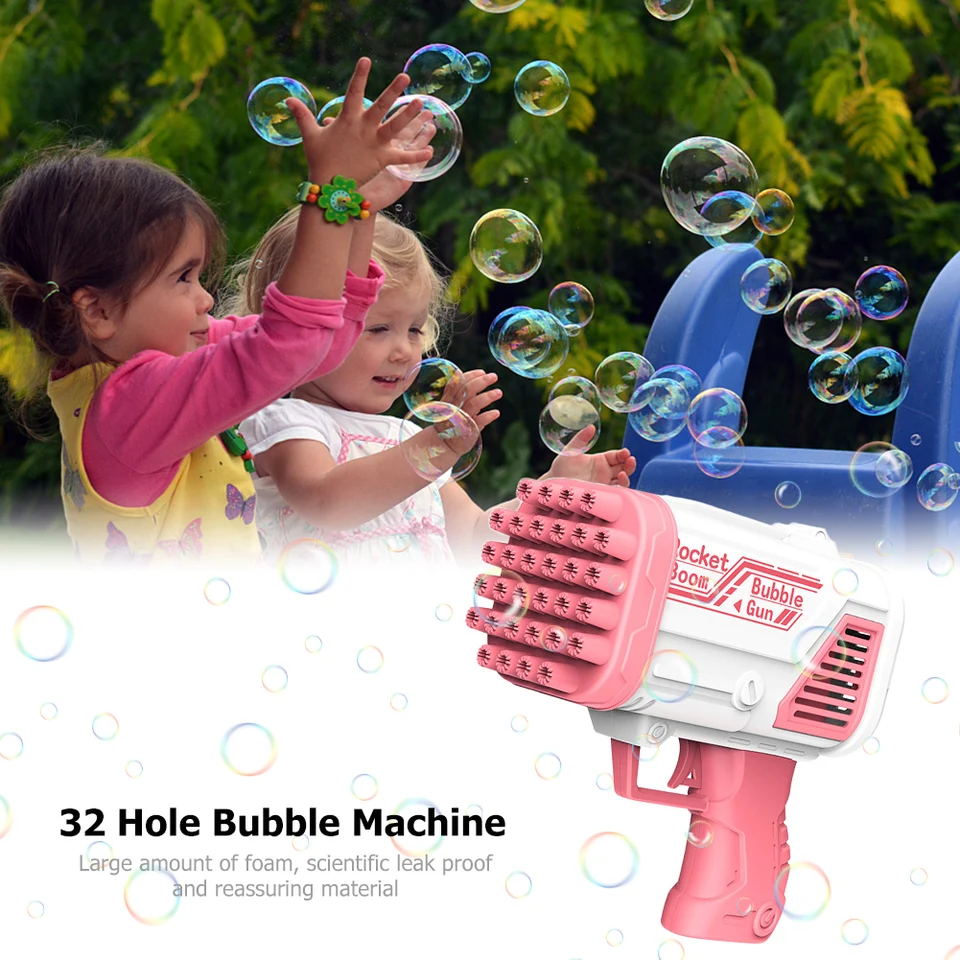 32 dier bublinky Plastové elektrické mydlové bubliny výroby hračiek bezpečné bez kvapaliny prenosnej rukoväte proti šikmom pre svadobné rekvizity