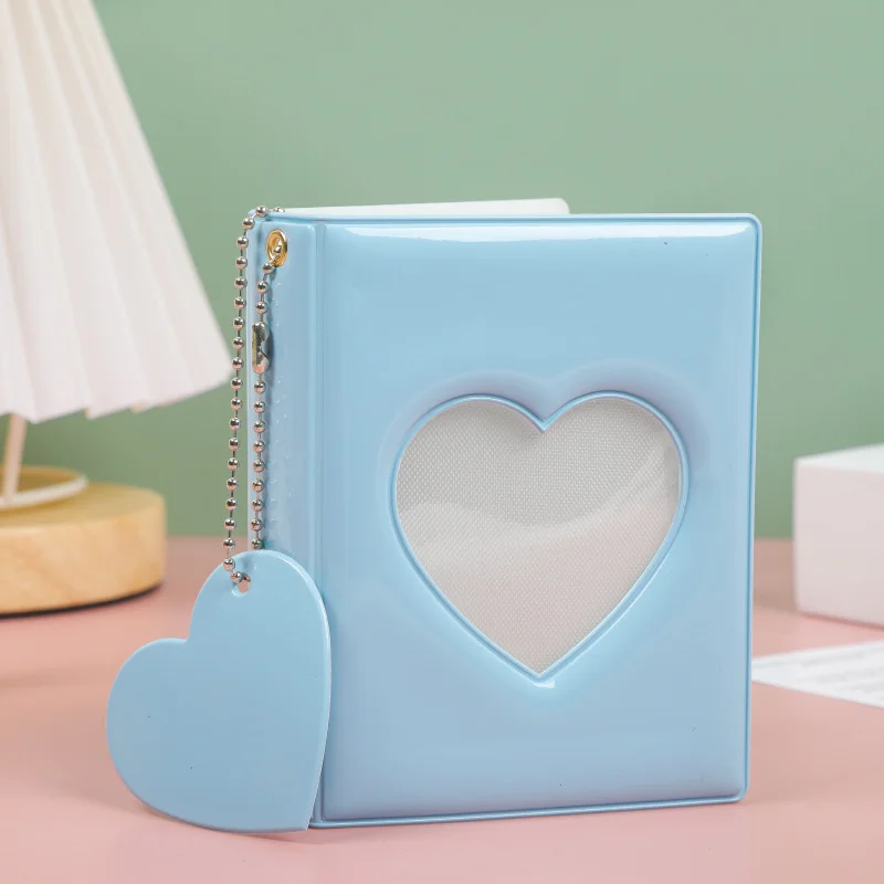 32 vreciek Candy Color Hollow Photo album 3 palcový držiak karty s visiacim reťazcom držiak na držiak na binder