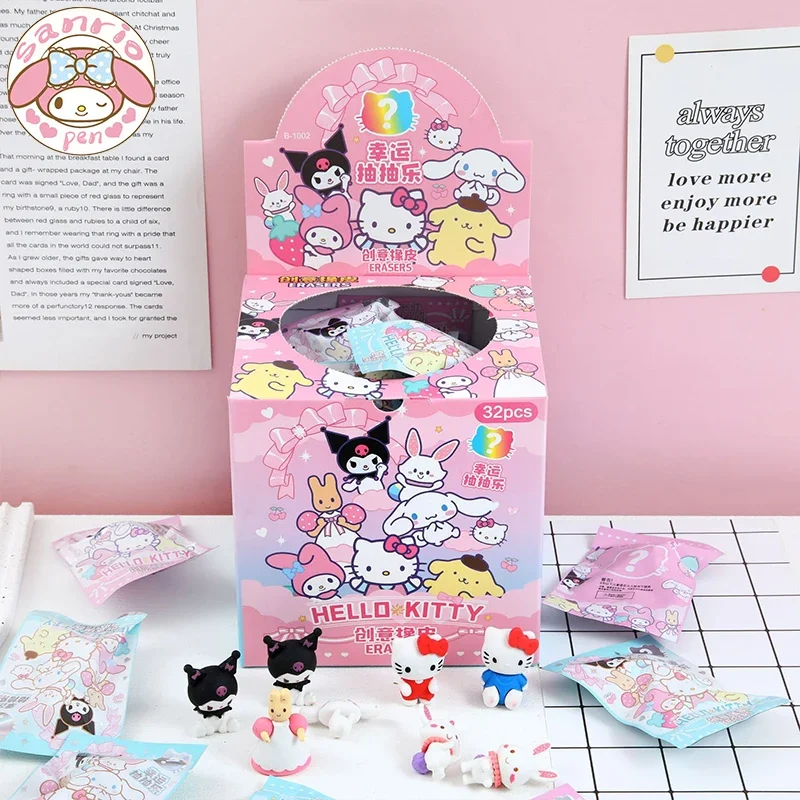 32ks Sanrio Cartoon Gumber Kawaii Študentské kancelárske potreby Kuromi Hello Kitty Gumber Cleaning Tools