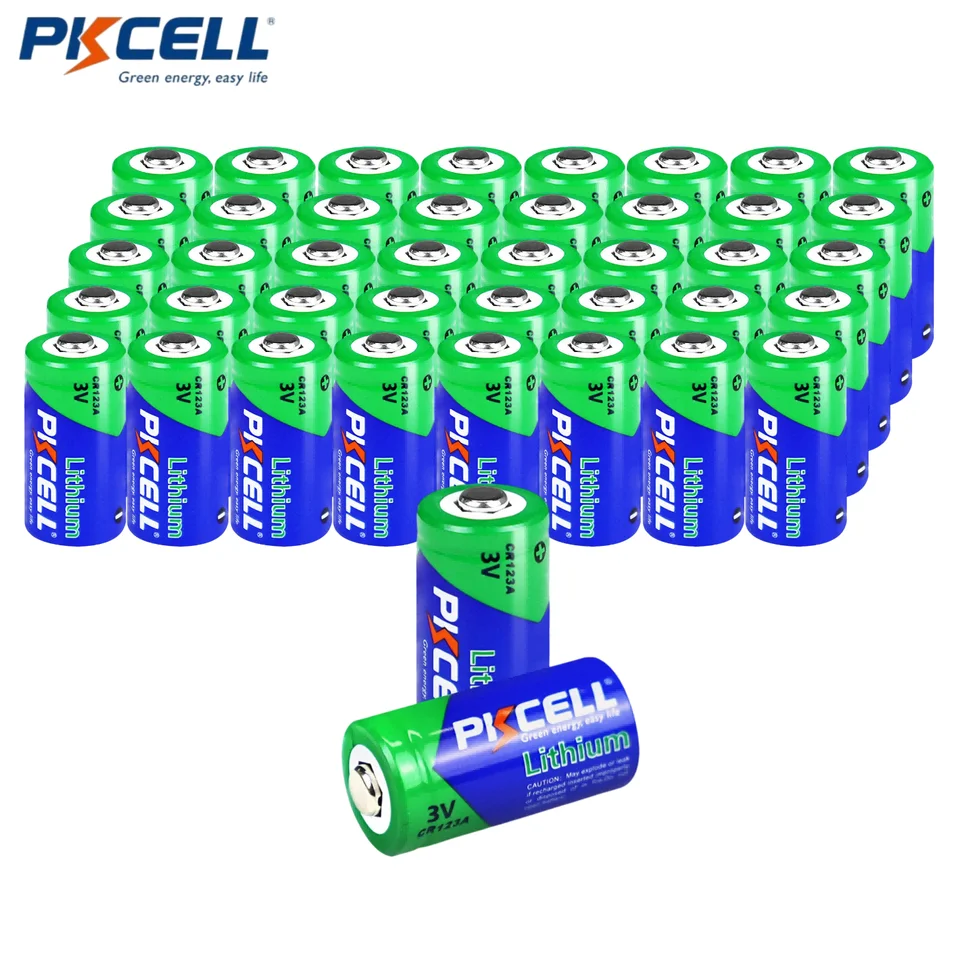 32pc Pkcell Camera Battery CR123 CR123A CR17335 CR17345 DL123A EL123AP 3V lítiová batéria s vysokou kapacitou 1500 mAh