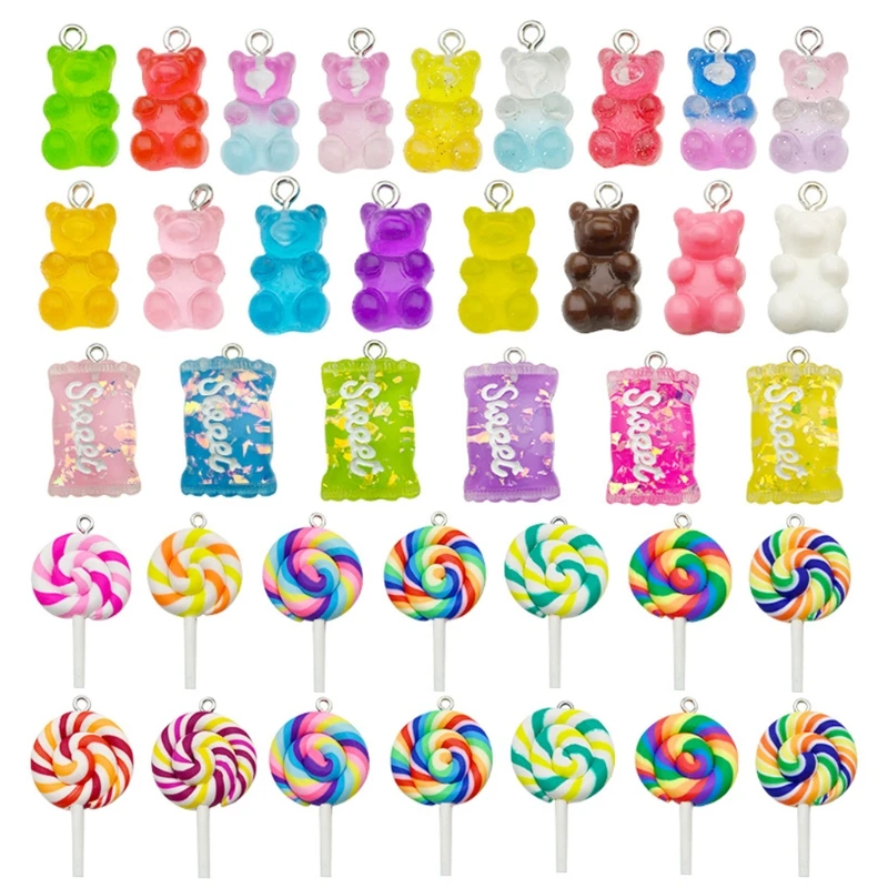 32x farebný medveď Candy Pendant Lollipop DIY pre darček pre šperky