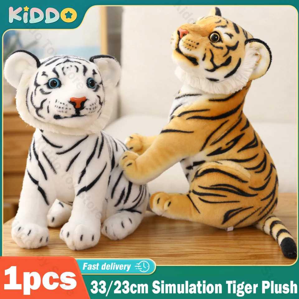 33/23 cm simulácia Tiger Lion Plyšová hračka Fľdate mäkké divoké zviera Tiger Tiger Tiger Dolls Dieťa pre deti chlapci narodeniny vianočné darček