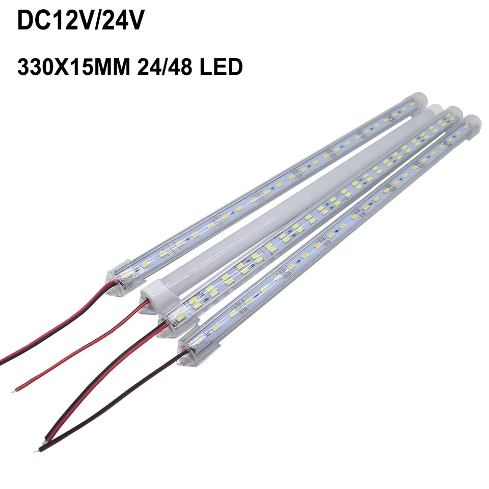 330x15 mm Veľkoobchod DC12V/24V 24/48 LED svetlo Svetlo Svetlo Tvrdý tuhý prúžk Light Hliníková škrupina+kryt PC 5730 Svetlá prúžk pre domácich majstrov