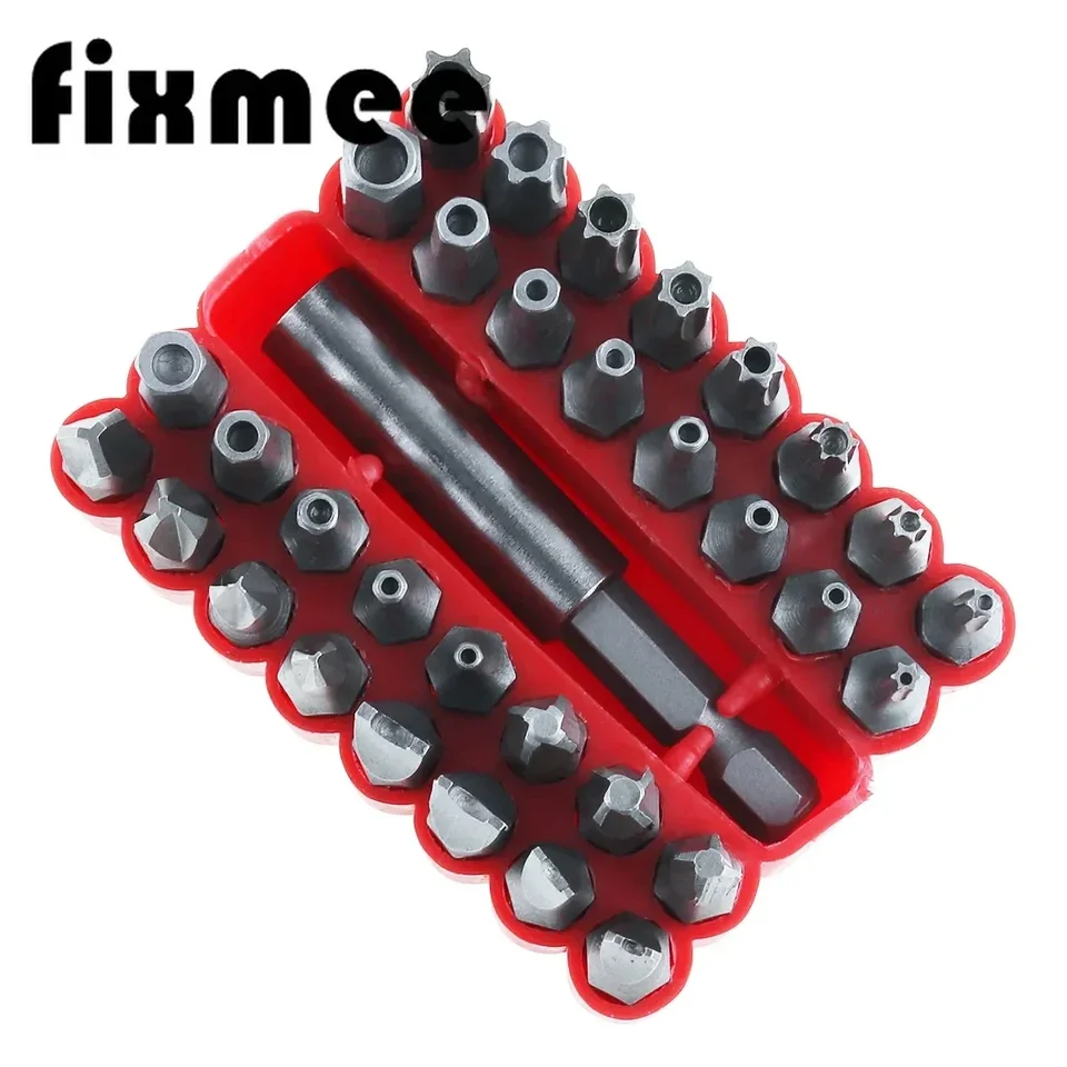 33ks Screwdriver Proof Bits Bits Set s magnetickým predlžovacím držiakom Torx Hex Hex Star Spanner Woodworking Tool Sada nástrojov