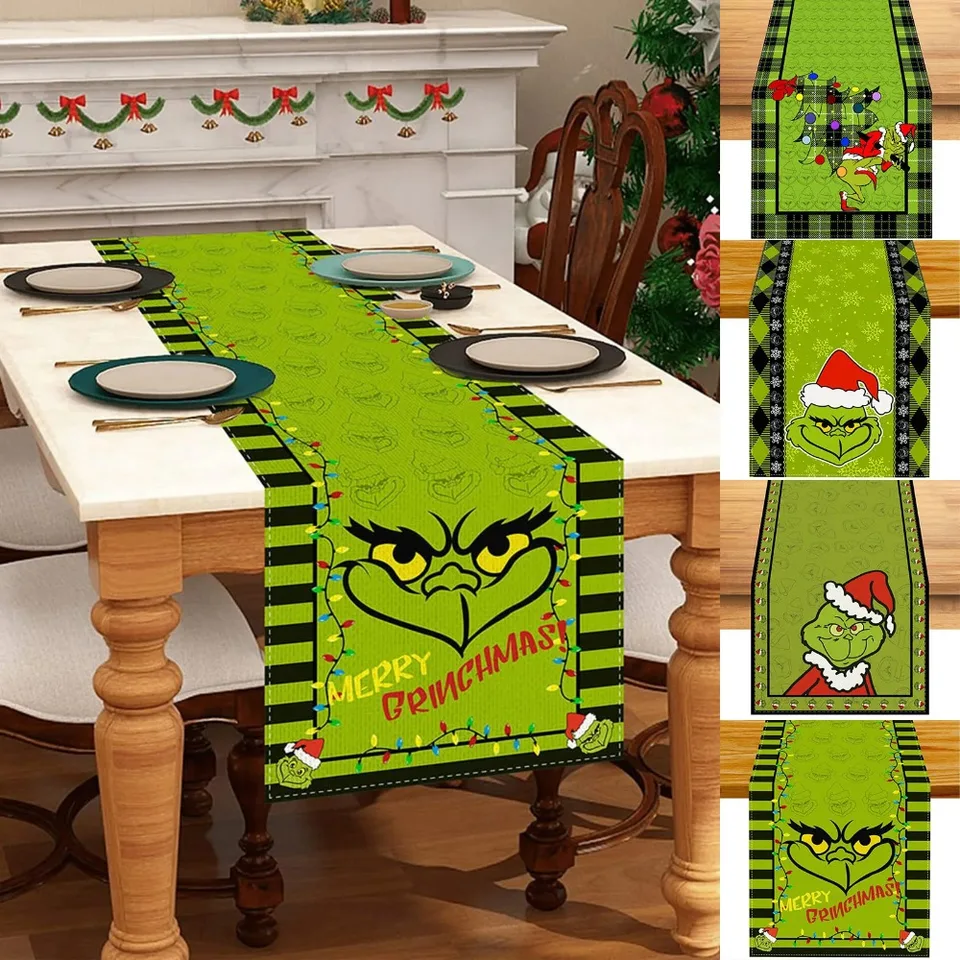 33x180cm ľanový zelený vianočný vianočný stôl Runner obrus vianočné vianočné sviatky zimná dovolenka Domov kuchyňa jedáleň