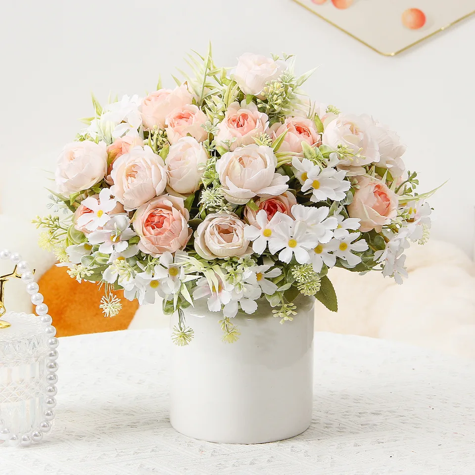 34 cm 10 Head Artificial Flower Mengna Peony Svadobná domáca dekorácia kvetinová dekorácia Dekorácia falošný kvet