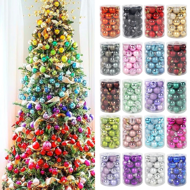 34ks 4cm vianočné gule vianočný strom Ozdob Ozdobenie pre domáce dekorácie závesný prívesok Nový rok darček Noel Navidad vianočné gule