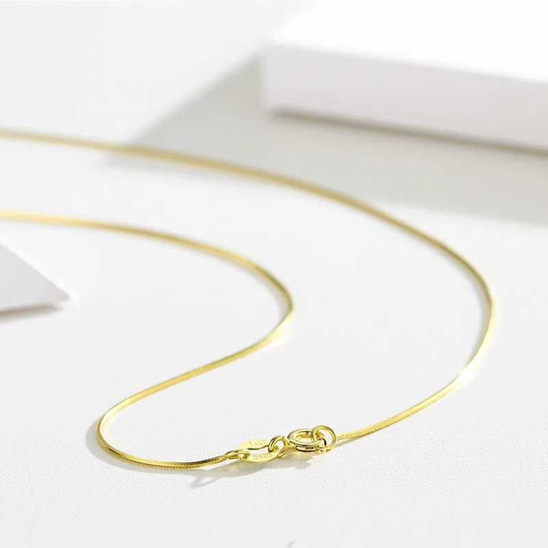 35 cm-80 cm 0,75 1 mm tenký skutočný 925 Sterling Silver Gold Color Octagon Snake Retial Náhrdelník Dievčatá Dievčatá šperky Kolye Colier