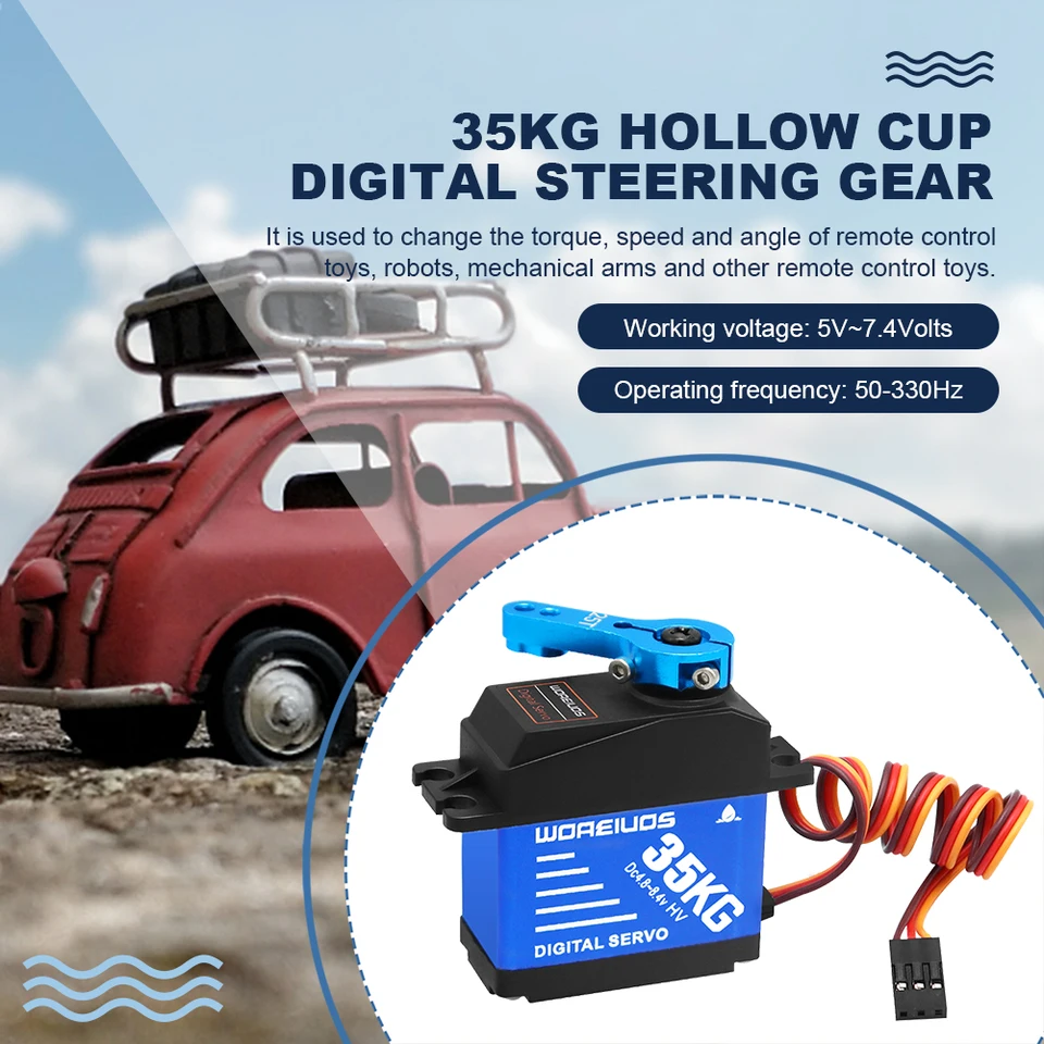 35 kg Digitálne servo vysokorýchlostné vysokorýchlostné IP66 nepremokavé vybavenie prevodovky so súpravami ARM Výmenné diely pre 1/10 1/8 RC Car Robot Boat