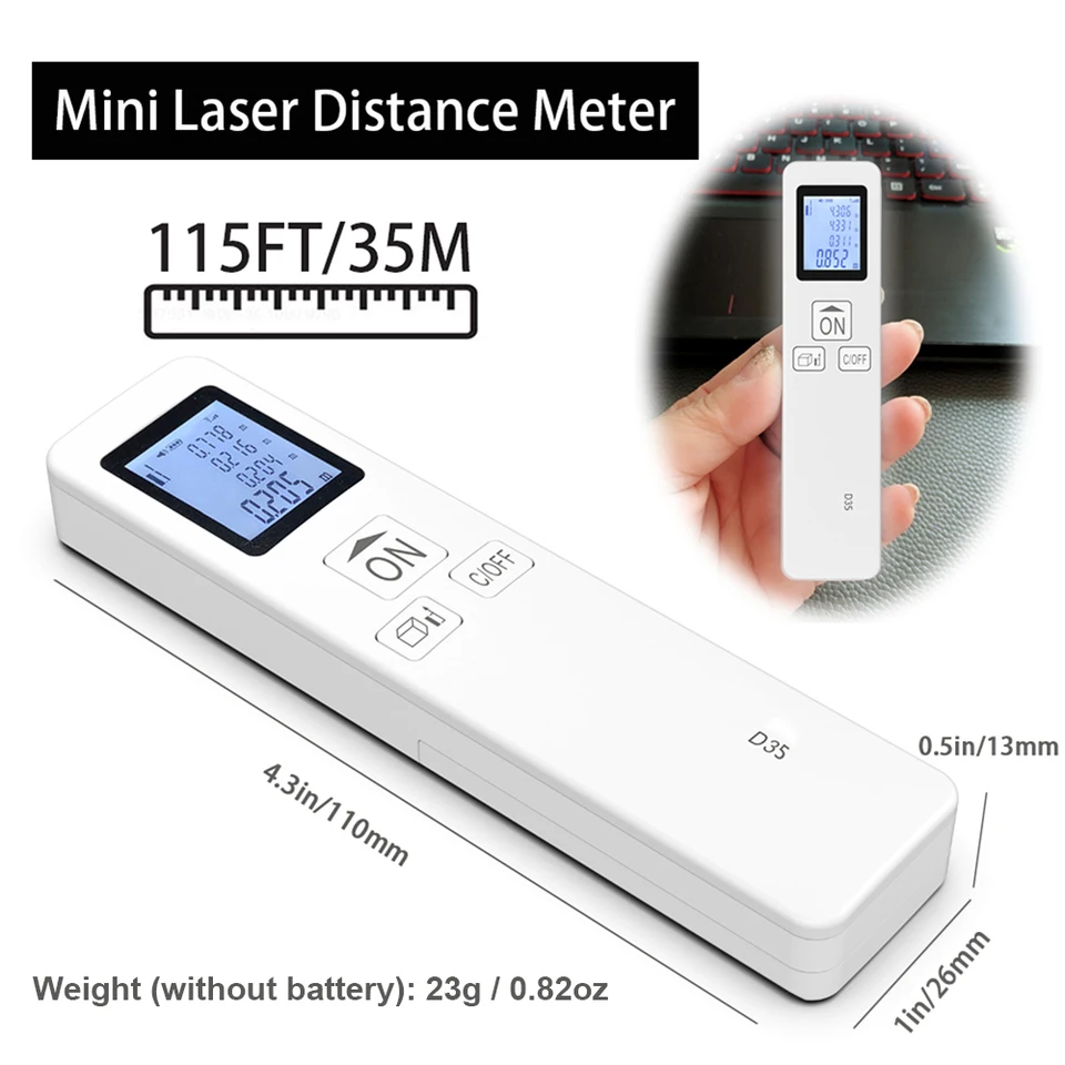 35 m laserové meranie LCD Digitálny laserový merač vzdialenosti vrecka Vreckový rozsah nálezca Diaľnica/ objem/ Objem/ Pythagorean merací nástroj