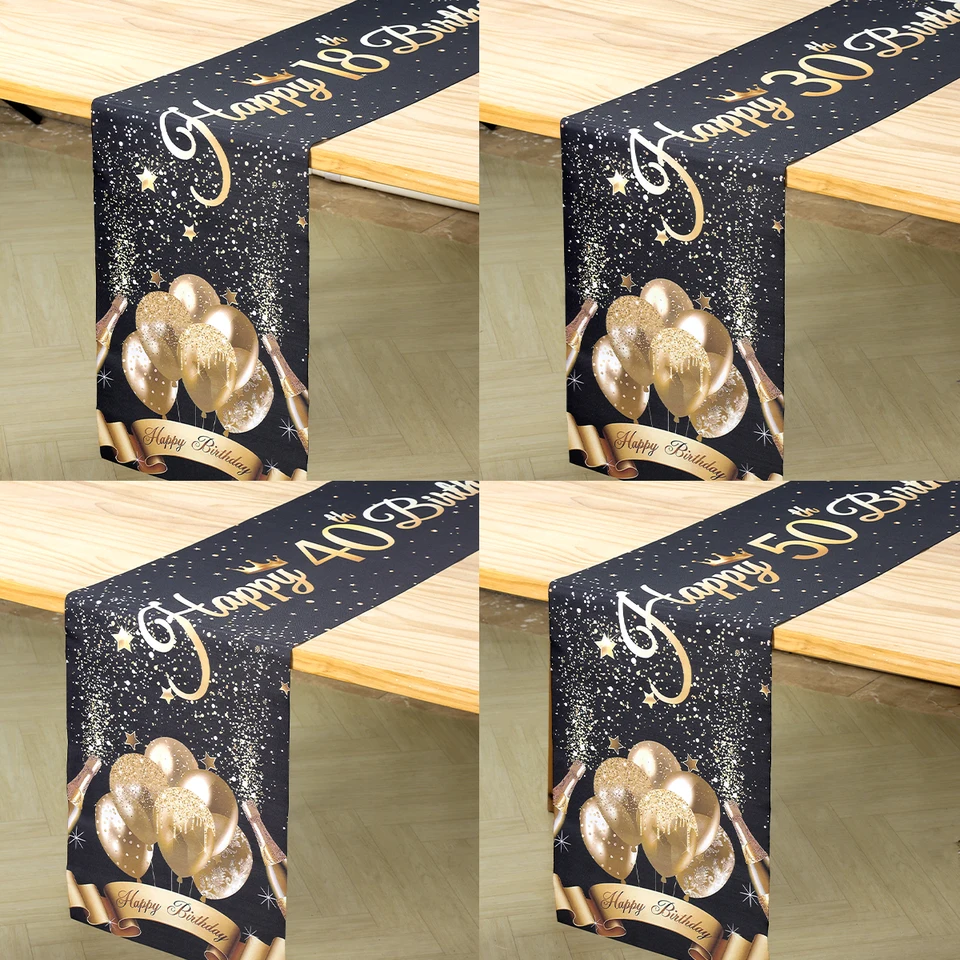 35x180cm čierny zlatý stolík Runner 30 40 50 rokov narodeninová oslava Dekorácia Dospelý ružový zlatý trblietok narodeniny Runner Decor Decor