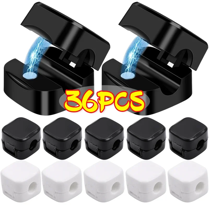 36-1pcs Mini magnetický kábel spona samohlasívne nastaviteľné usporiadateľ organizátora domácej kancelárie Desktopové káblové riadenie drôtu Keeper