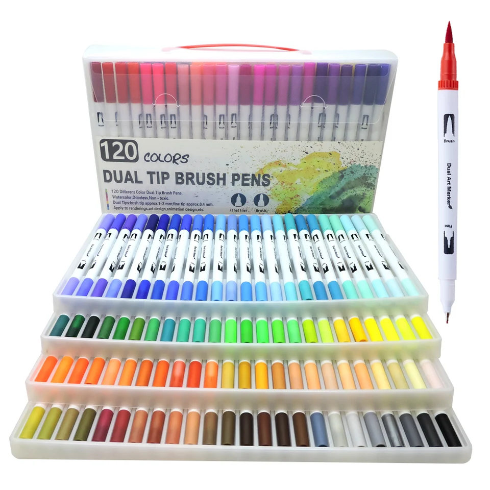 36/36/60/120 Farby Duálny tip štetca Art Marker Pens Watercolor Fineliner kreslenie maľba maľba sfarbenie manga umenia