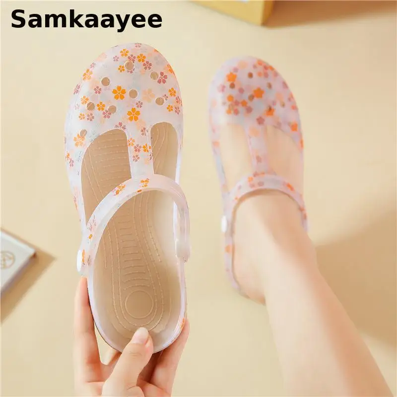 36-41 dámske sandále Mules dreváky letné papuče ženské záhradné topánky Platforma Hrubá spodná tlač Priedušná pláž želé želé Zapatos