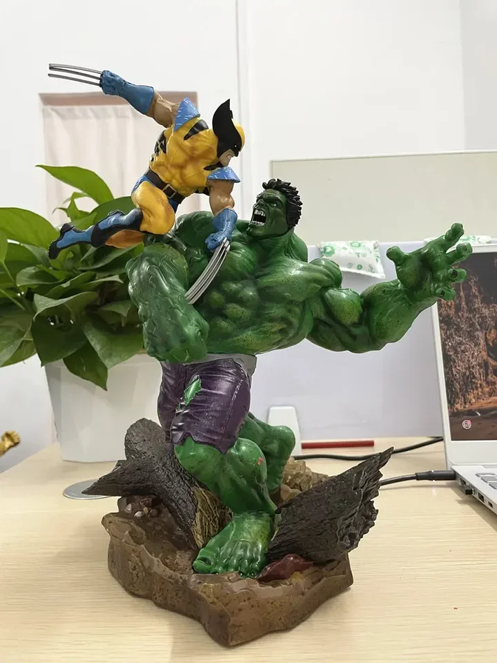 36 cm superhrdinová bojová scéna verzia Hulker vs Wolverine PVC akčná figúrka Green Man Collection Collection Model Model Darček pre dospelých