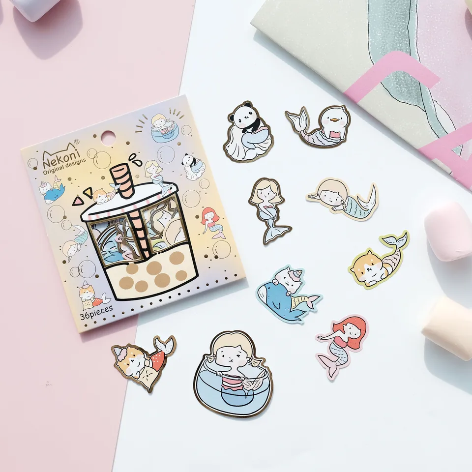 36 ks/set Kórejský import nekoni mačka psa avokádo jednorožce slepky na morskú pannu scrapbooking DIY Diár Nálepka na papiernictvo kawaii