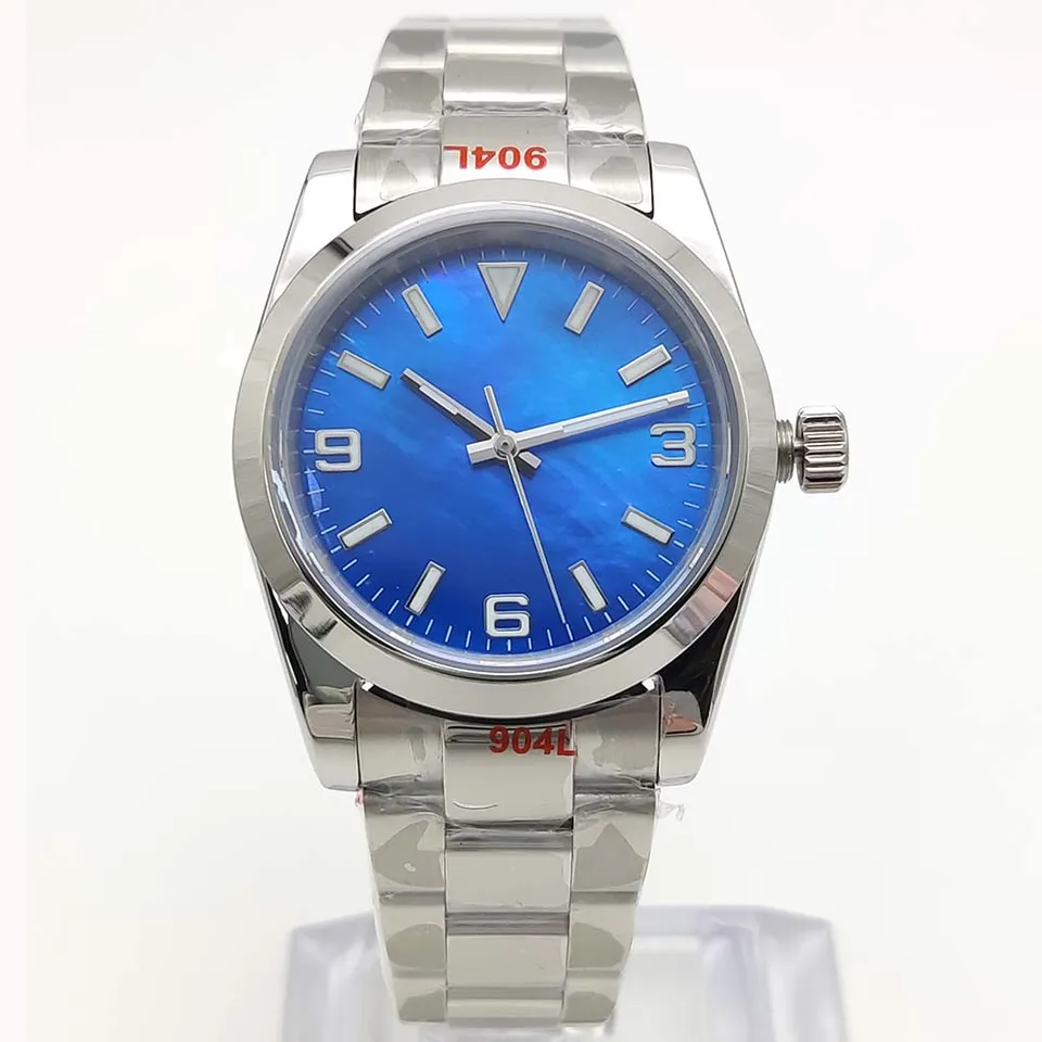 36 mm neformálne podnikanie Automatické mechanické hodinky Sapphire Glass Glass Matka-perla z nehrdzavejúcej ocele Vodotesné hodinky