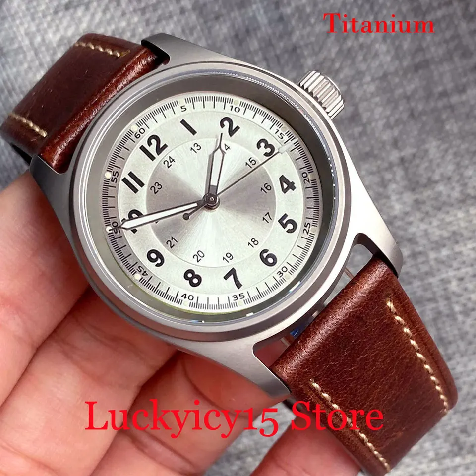 36 mm pilotný titánový puzdro Tandorio 200 m nepremokavé čierne/zelené/sliver/modrý číselník Lume
