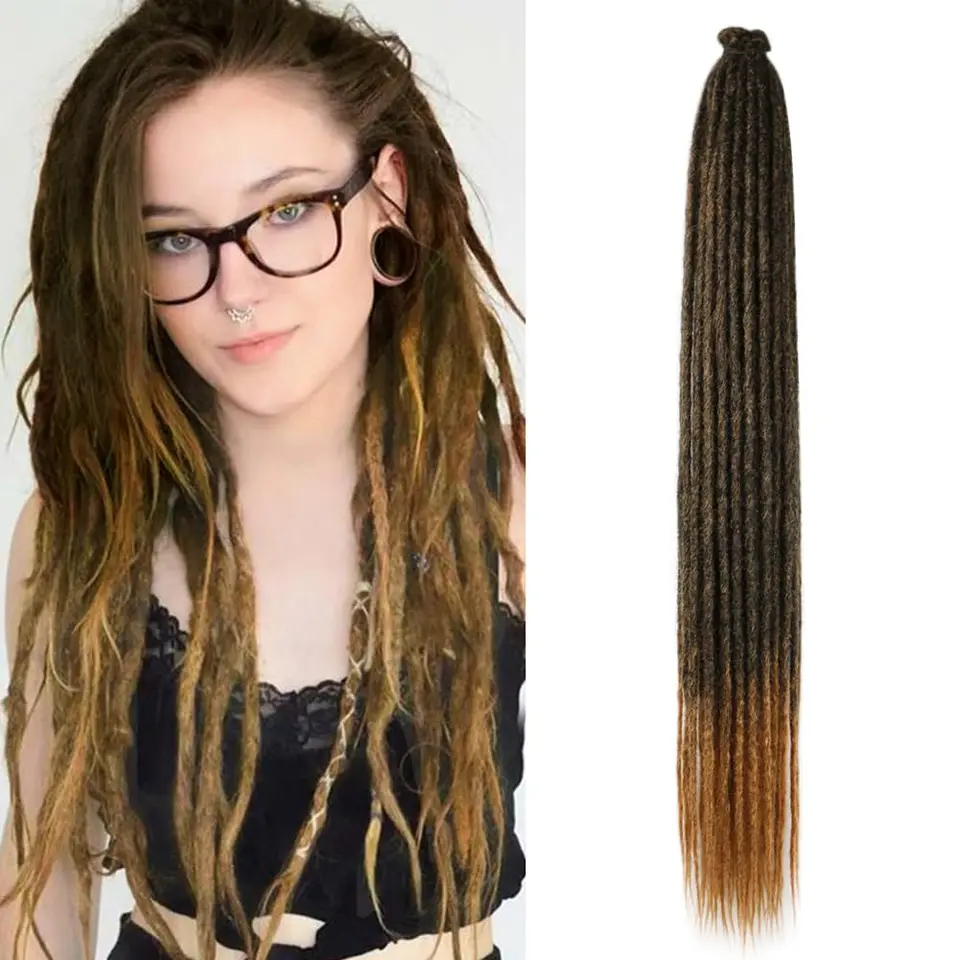 36 -palcové 5 prameňov/balenie 0,6 cm Loc predlženia pre ženy Men Men Muži čierna/medová blondínka Color Single End Syntetické ručné drážky