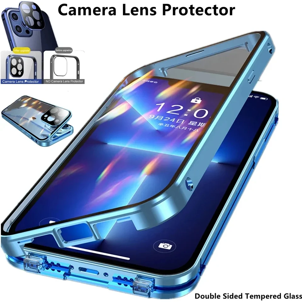 360 Full Protection Magnetic Magnetické obojstranné puzdro pre puzdro pre Oppo A54 A73 A74 A77 A78 A94 5G A76 A96 Ochrana šošovky