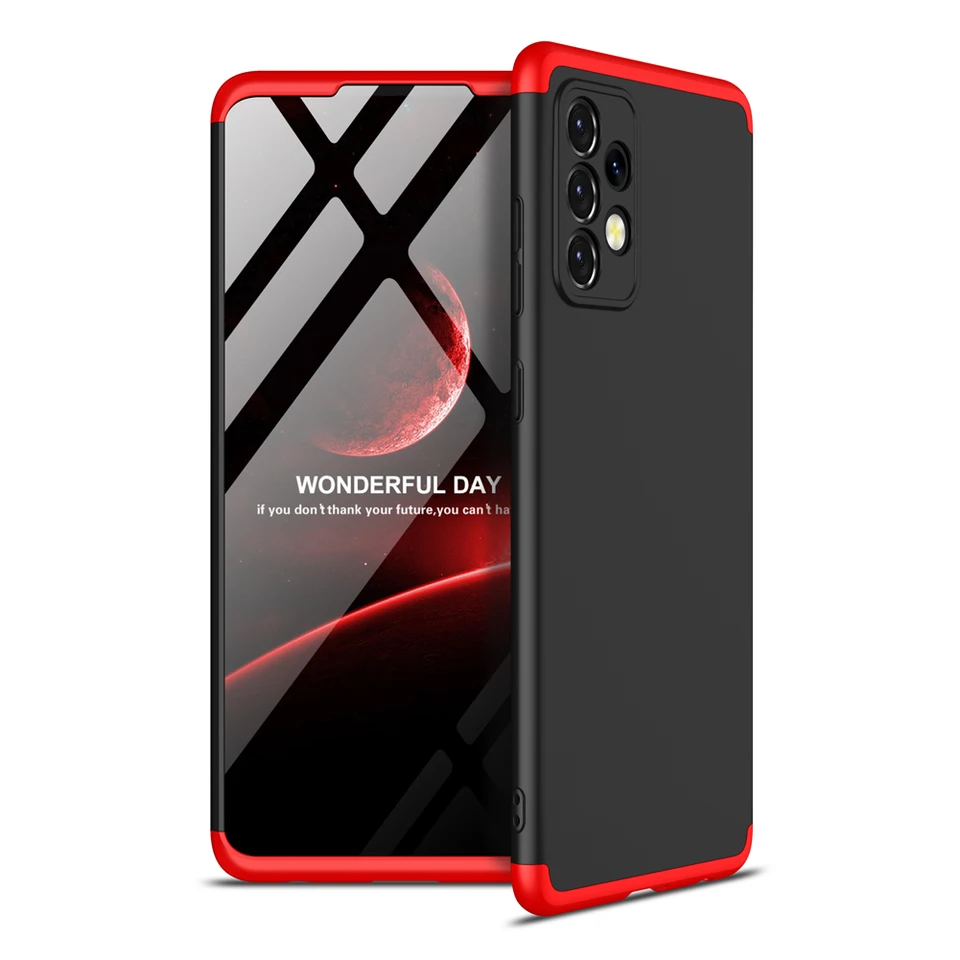 360 Ochrana celého tela Tvrdé štíhle puzdro potiahnuté non -sklzovým matným krytom s chránením obrazovky pre Samsung Galaxy A52 5G / A52 4G