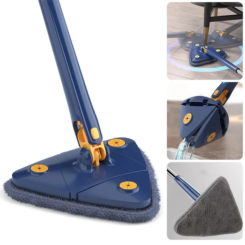 360 Rotatovateľný trojuholník Mop natiahnuteľný nastaviteľný 110 cm Čistiaci mop pre dlaždice na dlaždicu Čistenie mopu mop