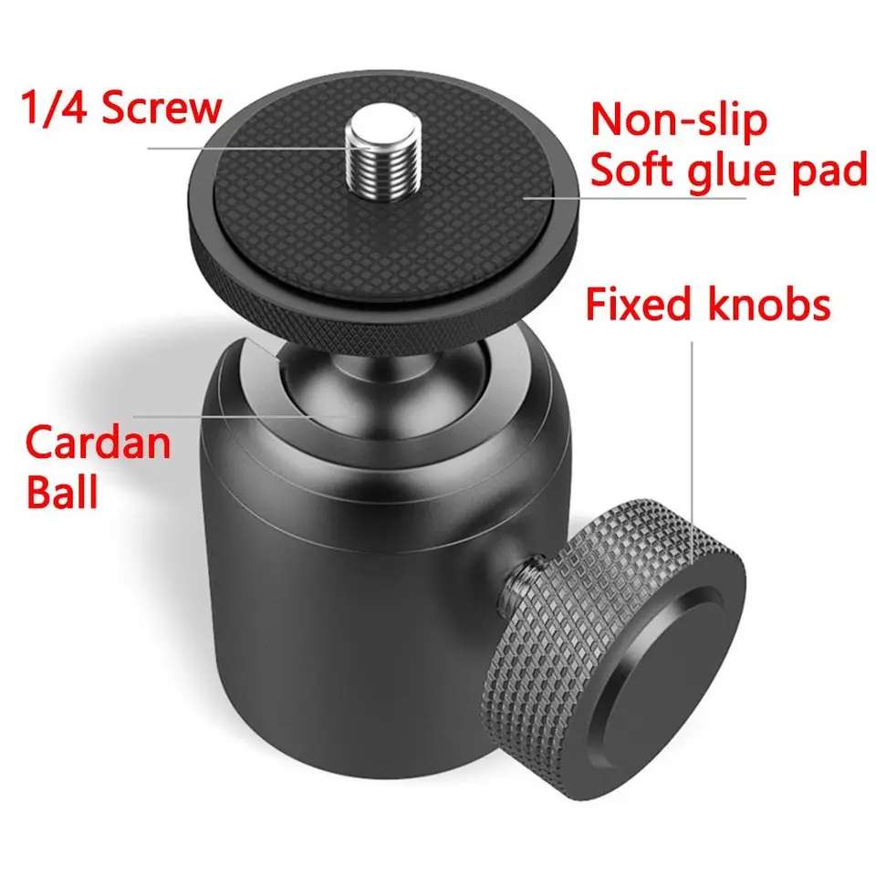 360 -stupňová guľová hlava otáčanie základne Mount Base Universal Black Telefón Statin Stand Hliníková zliatina Mini Light stojan pre DSLR