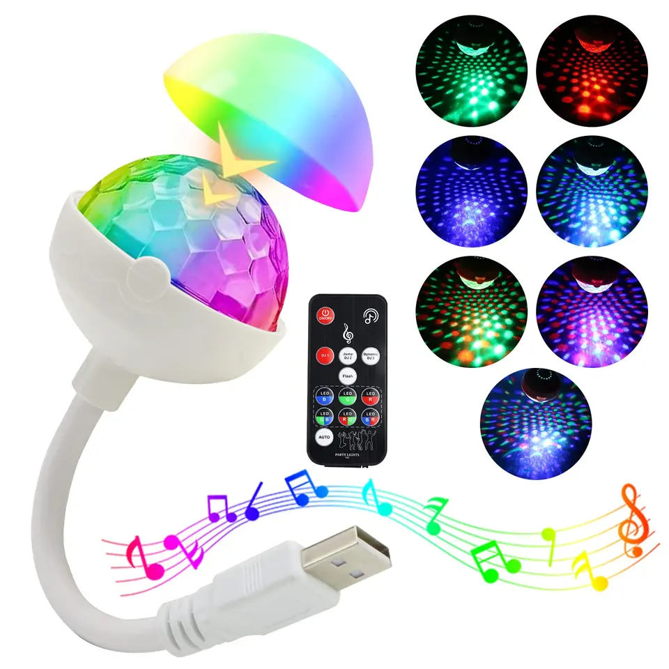 360 ° nastaviteľné hviezdne nočné svetlo so 6 svetlými kombináciami hlasový režim 2-v-1 prenosné USB Car Lights for Cars Party