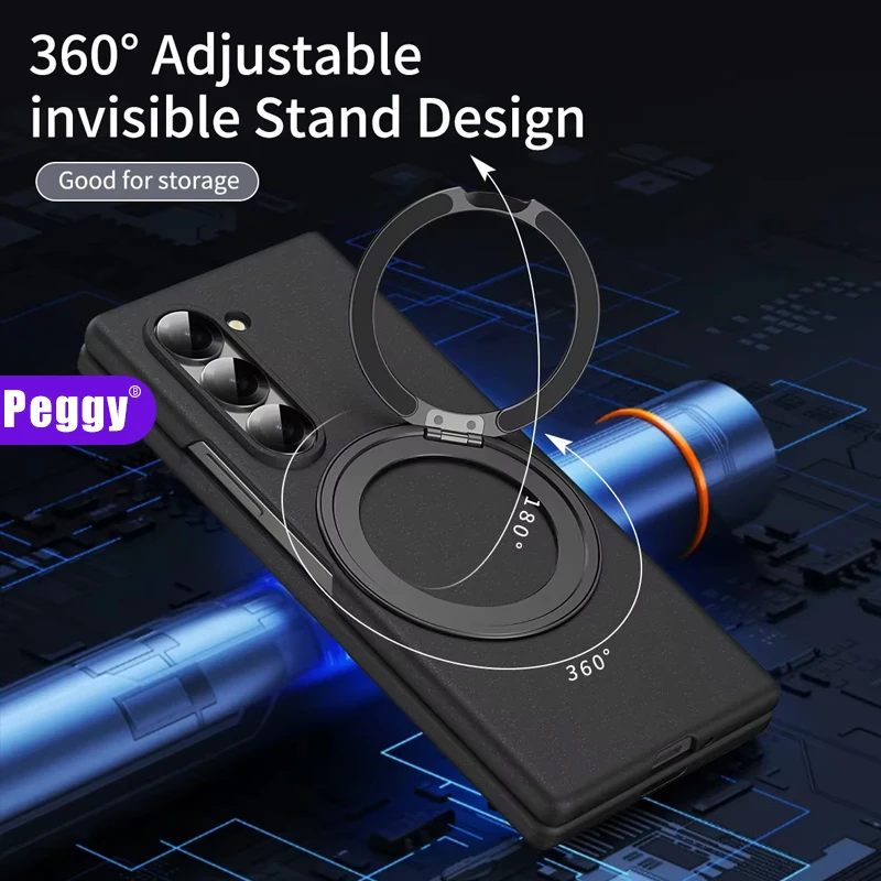 360 ° rotujúca držiak ultra tenký pocit pokožky pre Samsung Galaxy Z Fold 6 4 5 3 Pre magnetický bezdrôtový kryt Magsafe