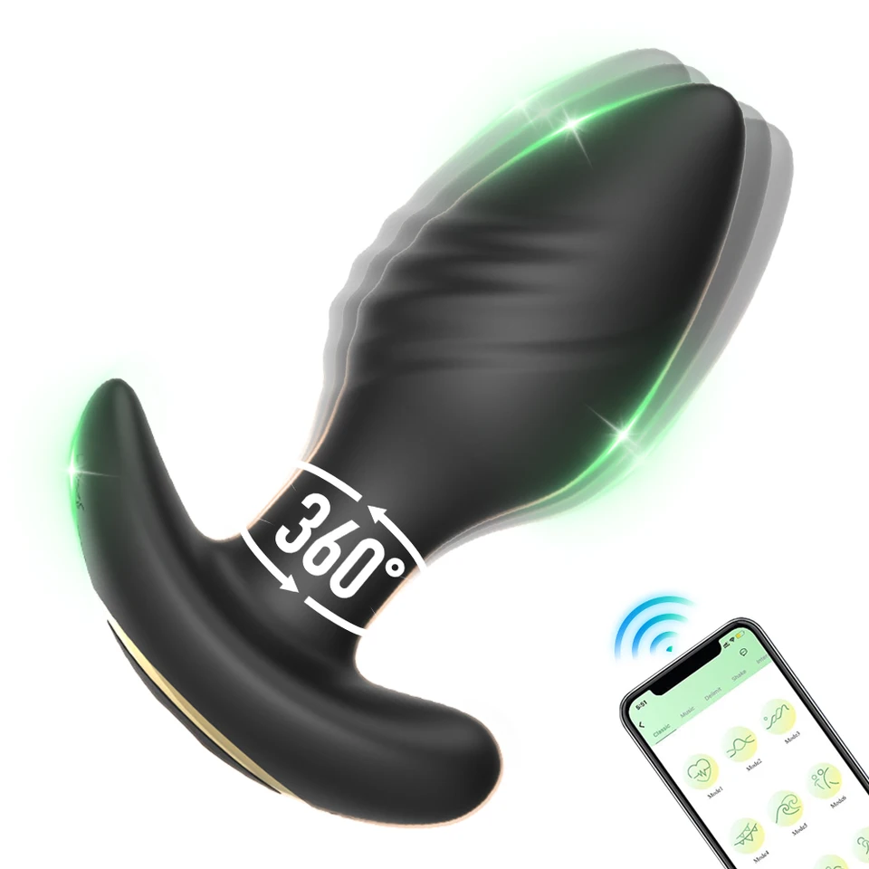 360 ° rotácia butt plug Vibrator Massager masér Masturbácia 9 Rýchlosti