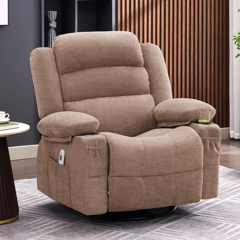 360 ° stoličky otočného kresla pre dospelých, nadrozmerné kreslo jednotlivé sedadlo pohovky s držiakmi šálky, Lazy Boy Single Sofa Sedadlo
