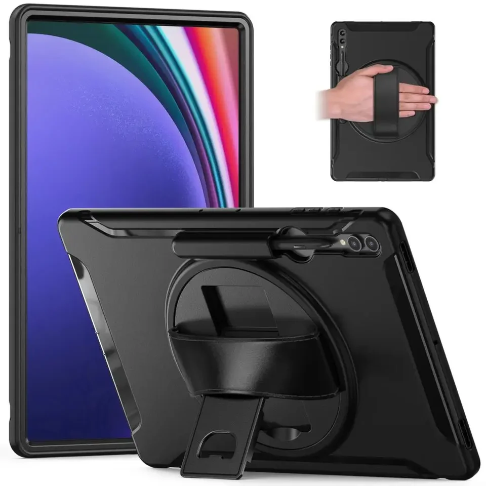 360 ° Tablet Tablet Puzdro pre Samsung Galaxy Tab S9 Ultra X916B X910/S8ultra X900 X906B 14.6 s krytom remienka na ruky s slotom pera