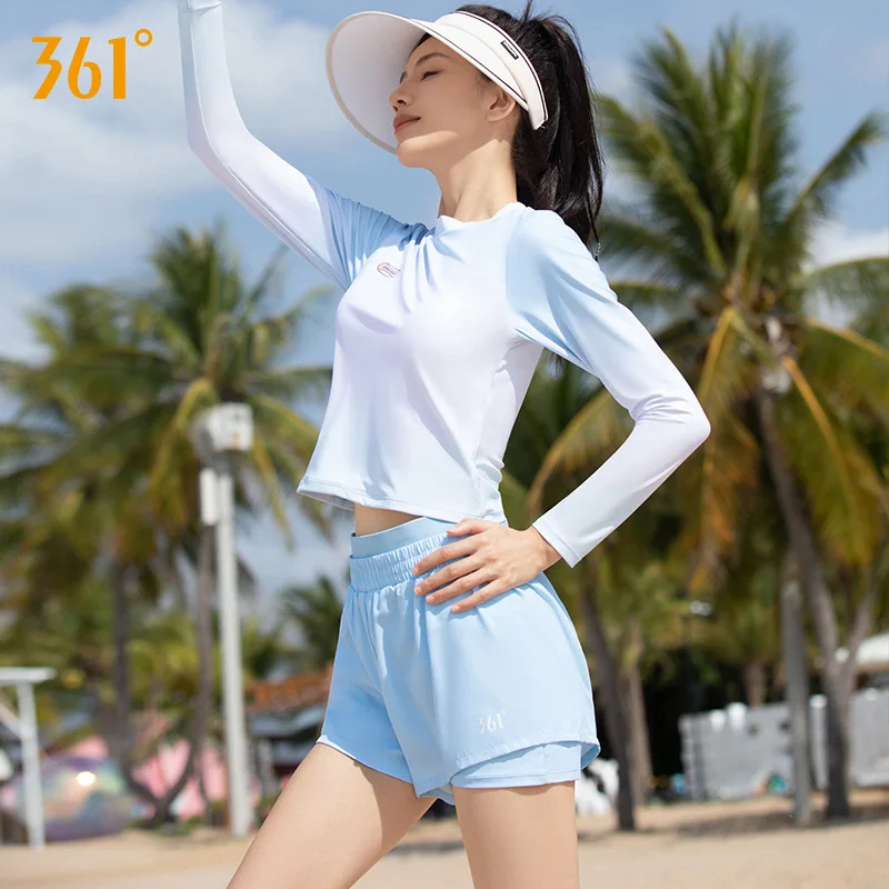 361 ° Ženy Dva kusy Atletické valcové plavky Sexy s dlhým rukávom Push Up Bikini plavky