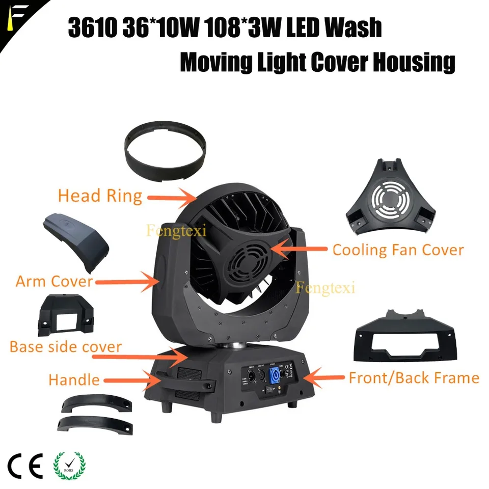 3610 36x10W 108x3W LED Washing Moving Head Plast na lakovaný kryt krytu puzdra výmeny puzdra