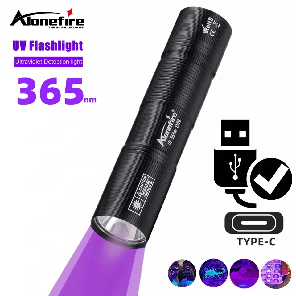 365nm UV baterka USB nabíjateľná mini palmová ultrafialová nechtovú lampu Torch Pets Pets Pets Moč mačací mačkový tinea peniaze rudné detekčné svetlo